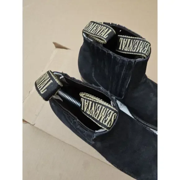 Semental Rancho Mens Black Western Chelsea Boots Leather Rodeo Square Toe 27.5 9
